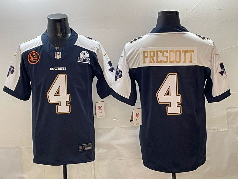 Men 2026 Dallas Cowboys #4 Prescott blue 6th generation Nike Limited NFL Jersey style 01